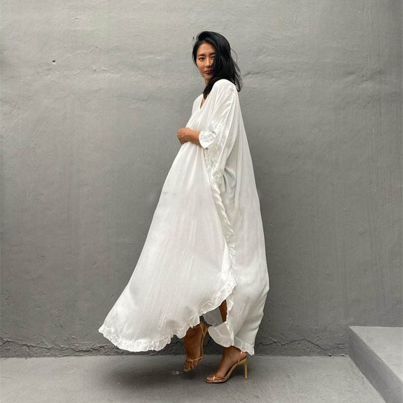 Women’s maxi dress with elegant lace embellishments Ivyshape