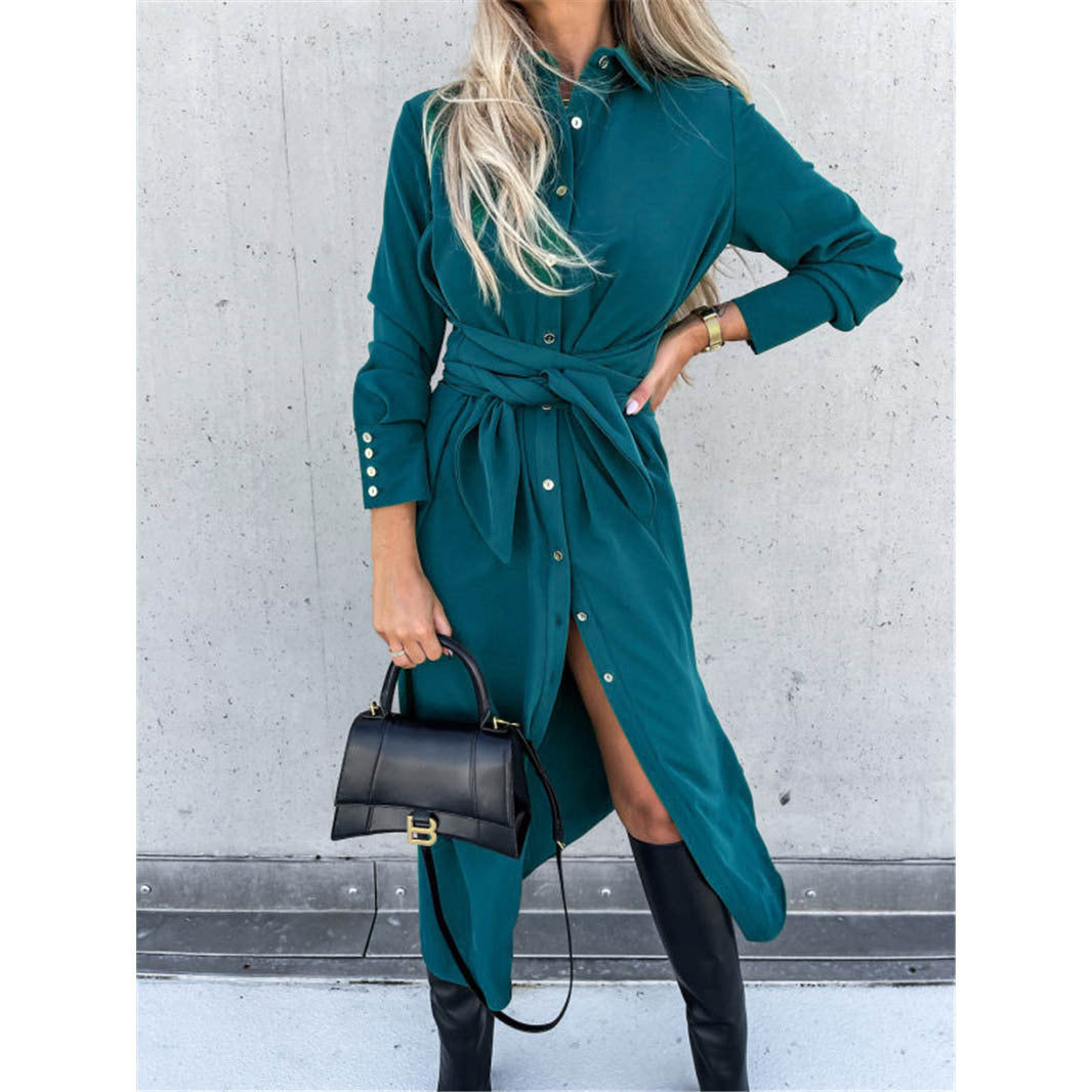 Ladies' shirt dress with fitted belt Ivyshape