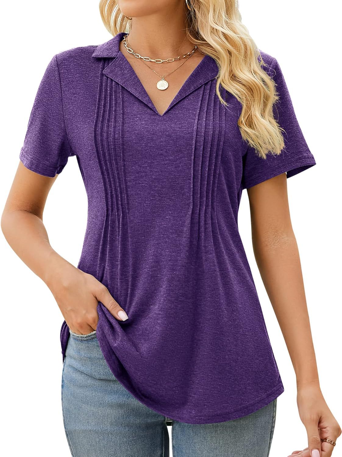 Women Pleated Detail Casual Tunic Ivyshape