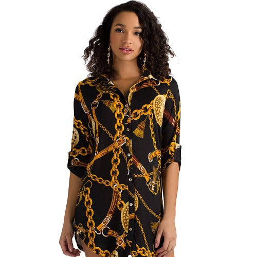 Women's blouse with eye-catching chain pattern and elegant details Ivyshape