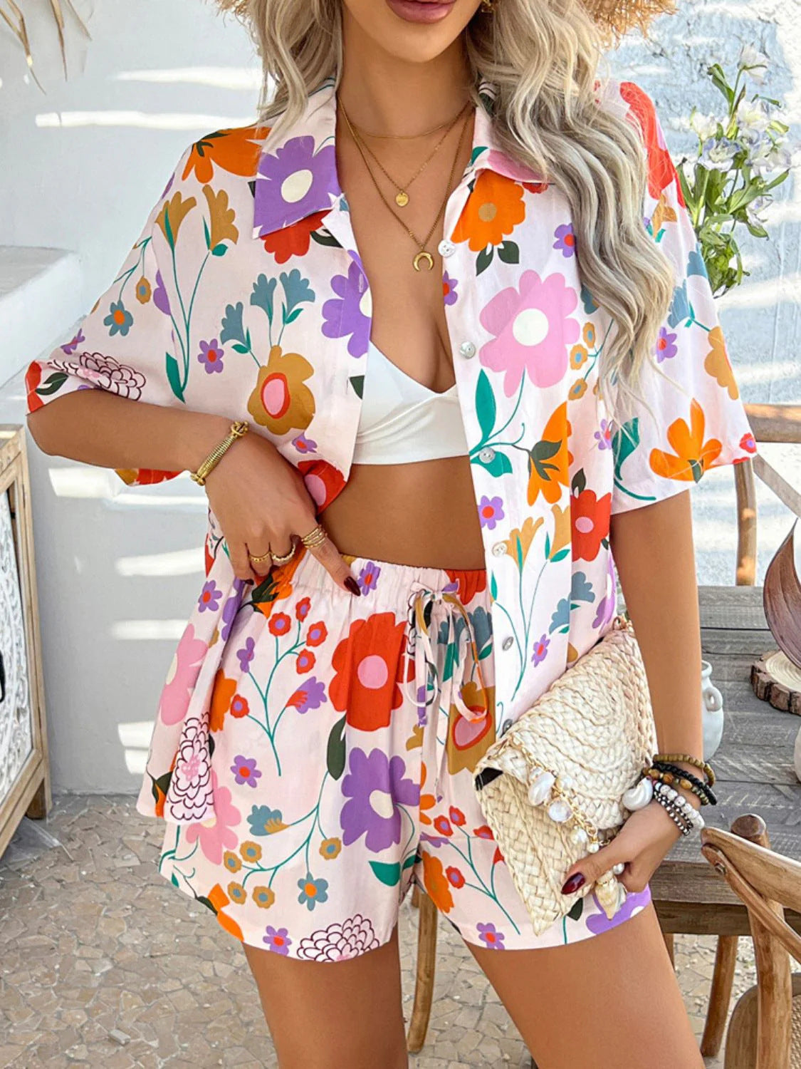 Ladies printed loose two-piece set Ivyshape