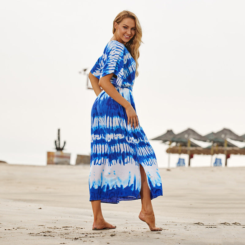Ladies beach kaftan with casual cut and cool gradient Ivyshape