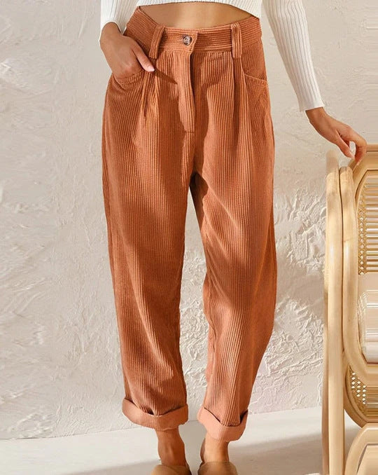 Women's High-Waisted Textured Pants Ivyshape
