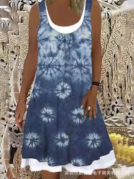 Women's Floral Print Sleeveless Beach Dress Ivyshape