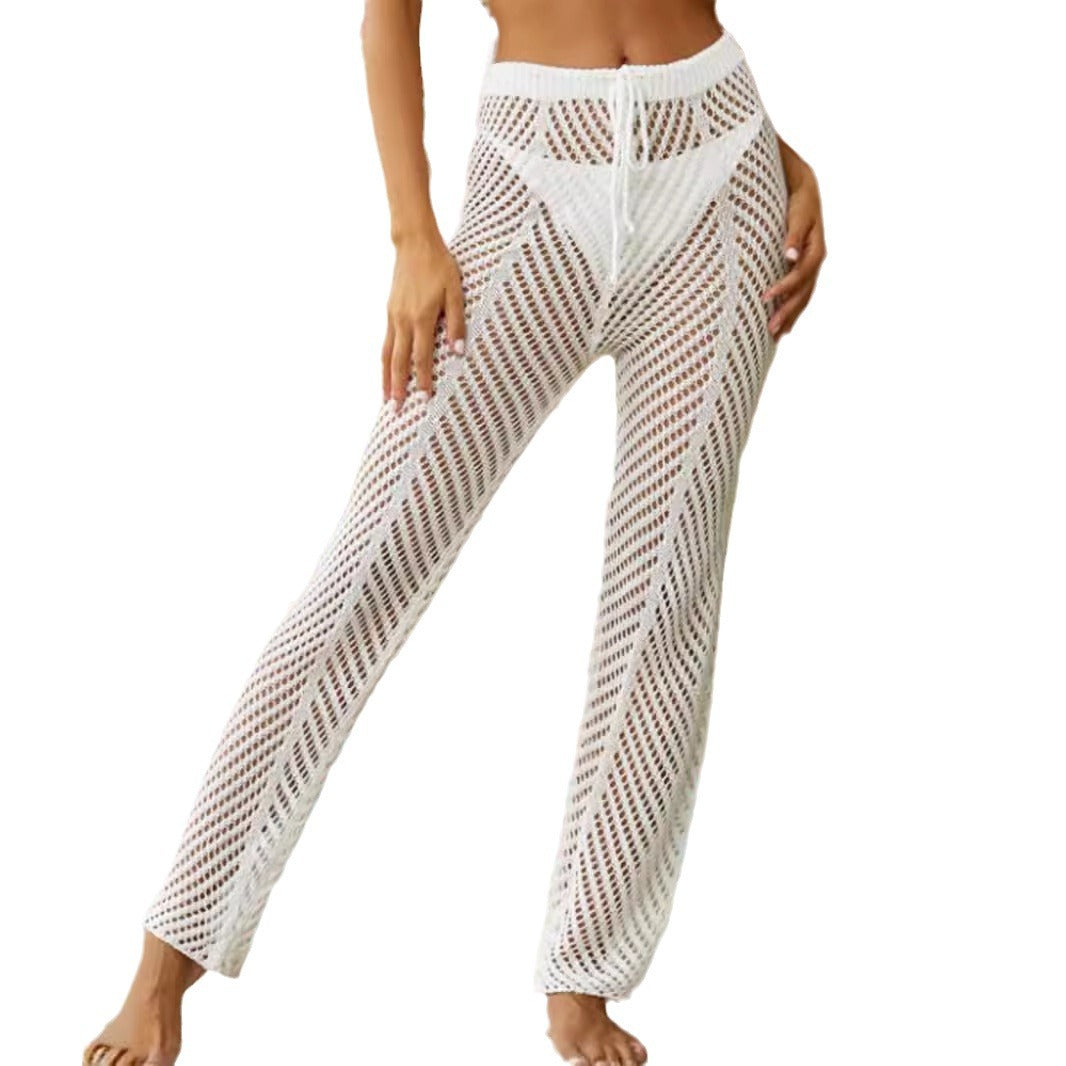 Women's crochet pants with wide leg and elastic waistband Ivyshape