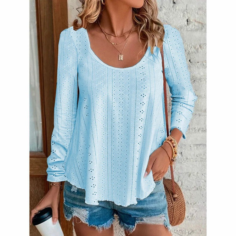 Ladies airy top with fine embroidery Ivyshape