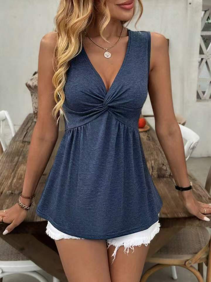 Women's V-Neck Twist Peplum Top Ivyshape