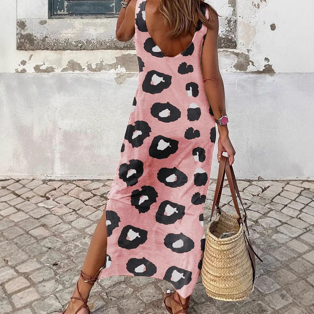 Ladies Maxi Dress with trendy leopard pattern and casual cut Ivyshape