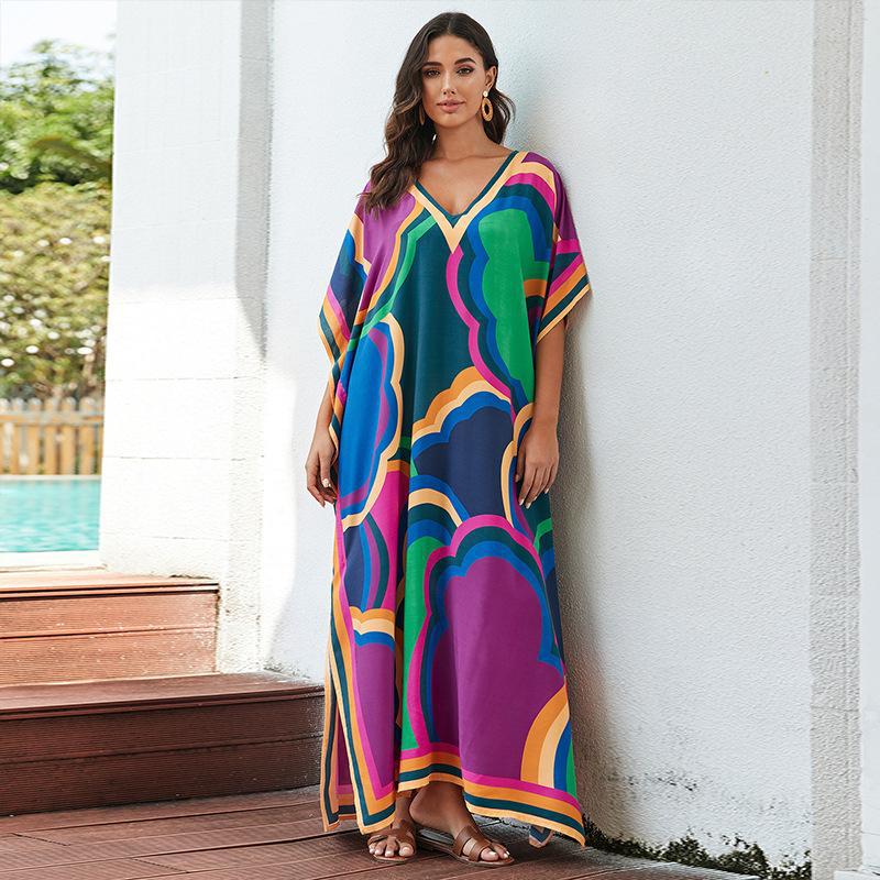 Women's maxi dress with colorful mandala pattern and flowing cut Ivyshape