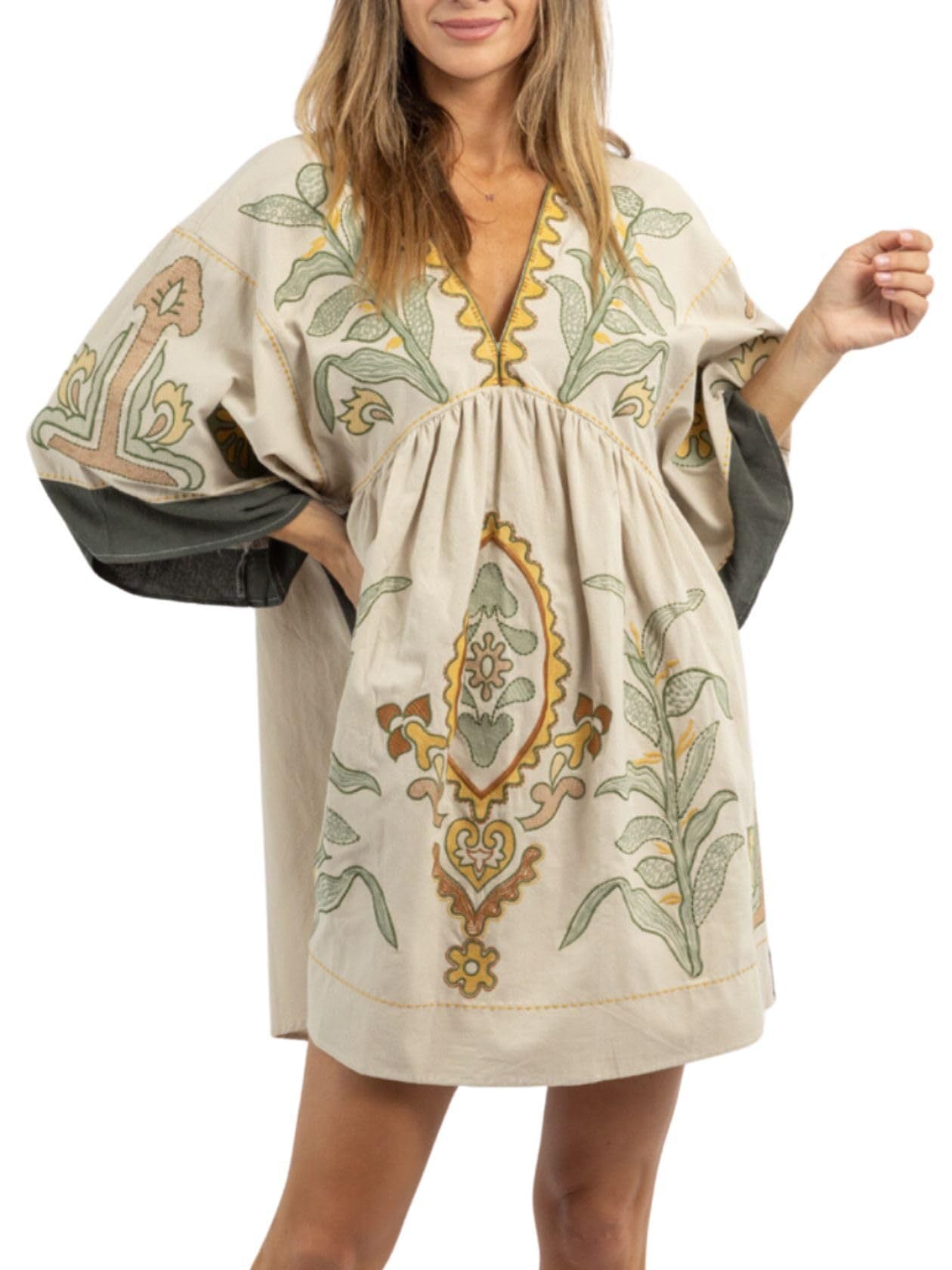 Women embroidered Bohemian Kaftan dress Ivyshape