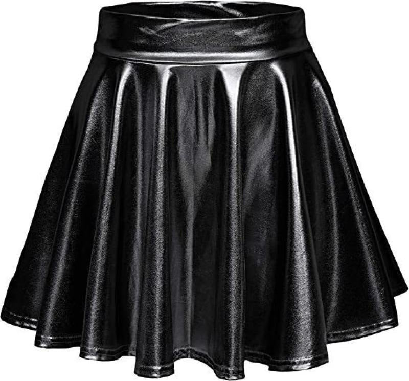 Ladies Stylish High Waisted Faux Leather Skirt Ivyshape