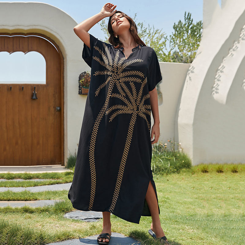 Women's Kaftan with intricate palm pattern Ivyshape