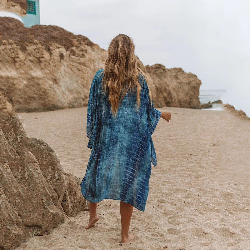 Women's beach kimono with fine textile pattern and loose fit Ivyshape