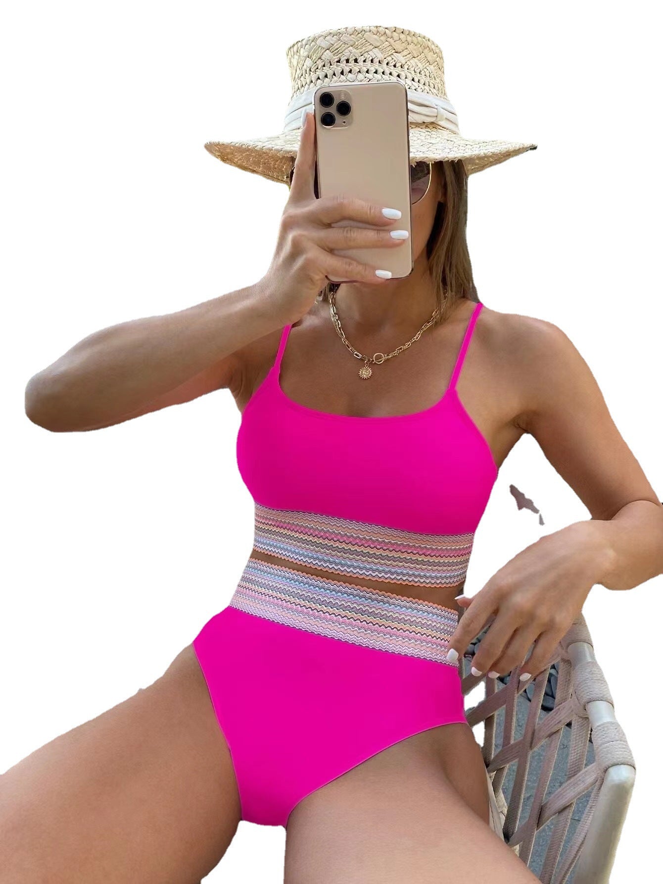 Women's High-Waisted Swimsuit with Stylish Stretch Band Ivyshape