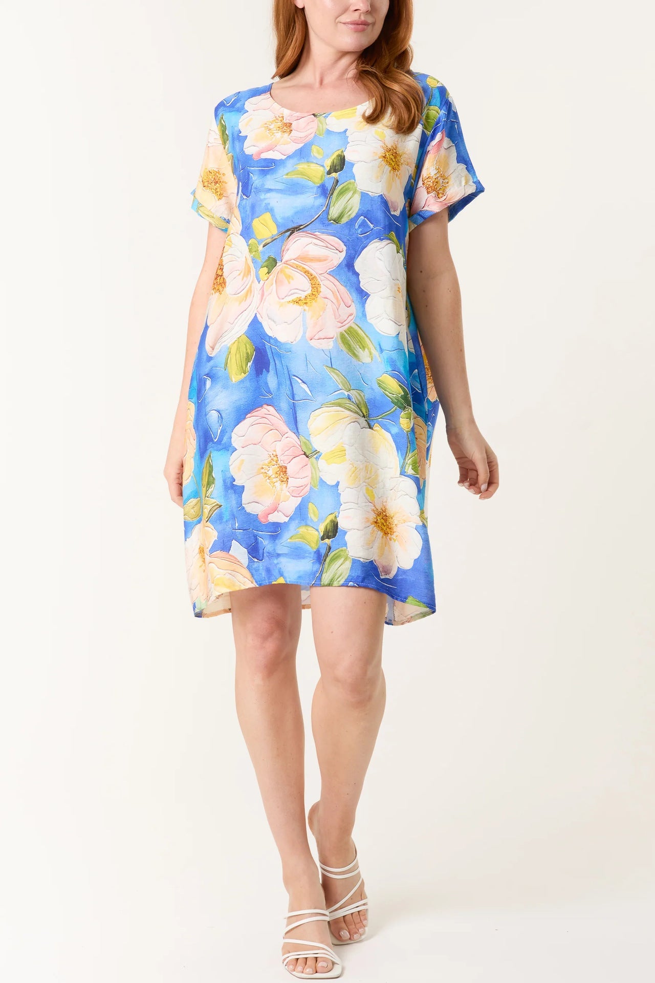 Women Floral Short Sleeve Shift Dress Ivyshape