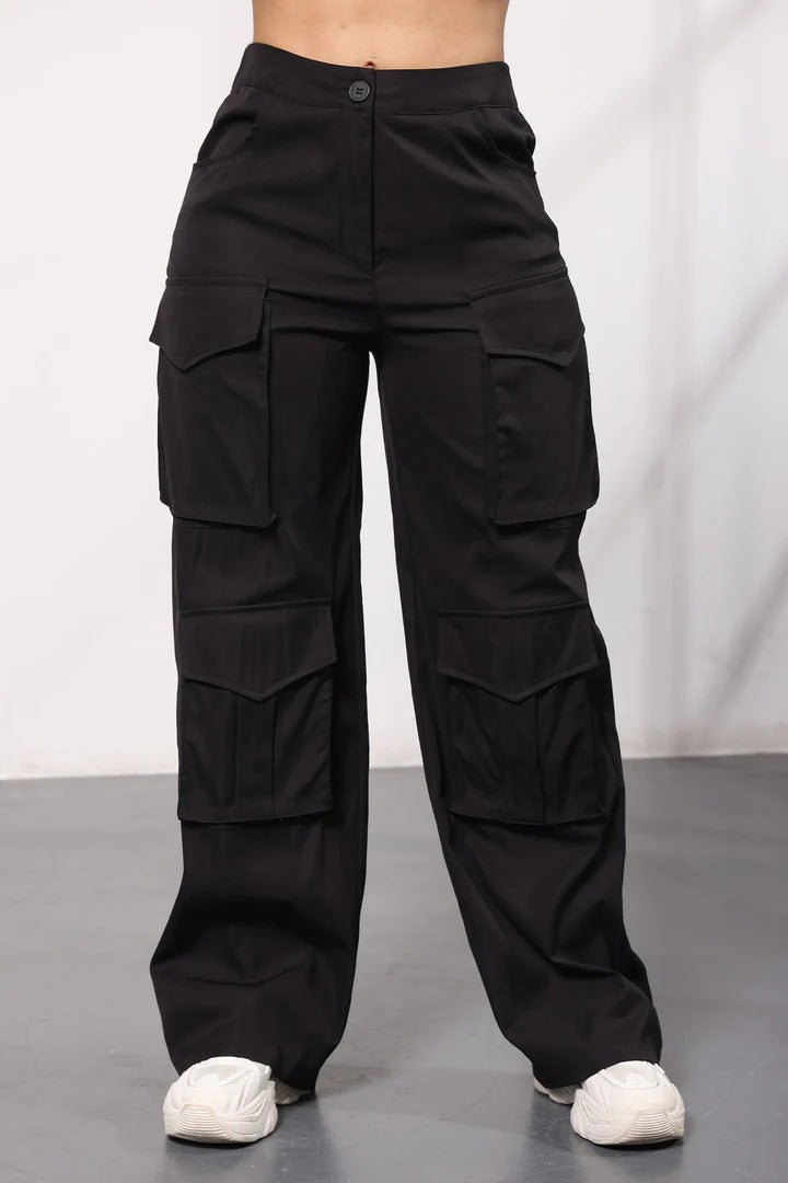 Ladies Stylish Wide Cargo Pants Ivyshape