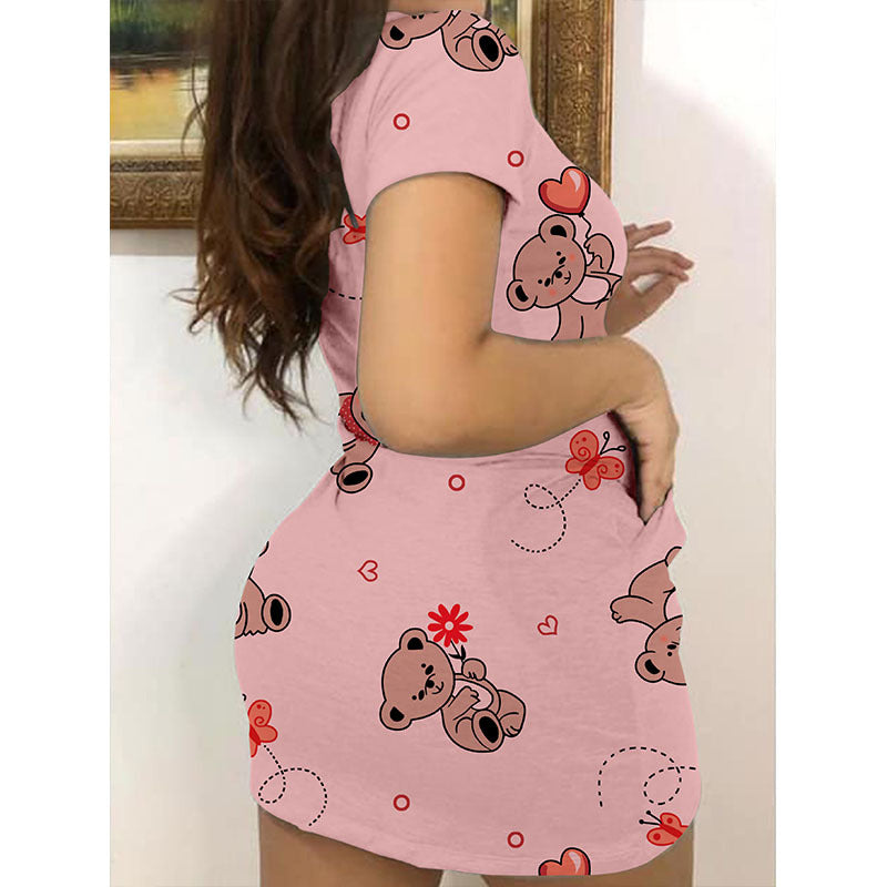 Ladies' mini dress with sophisticated bear motif and pockets Ivyshape
