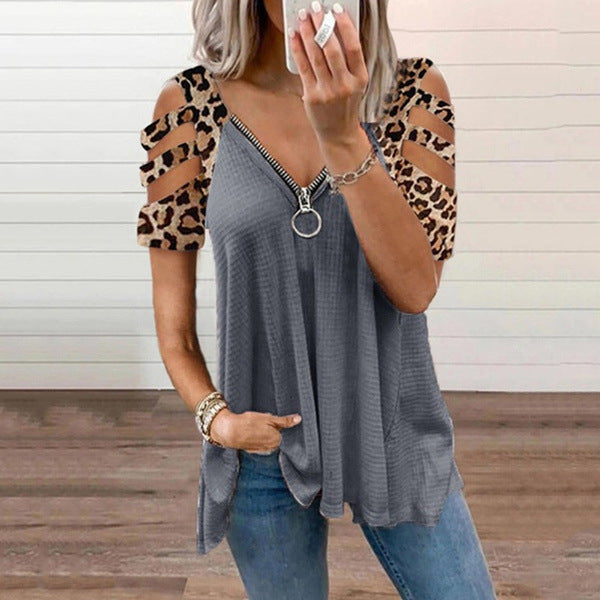 Women Trendy Zipper Detail Cutout Top Ivyshape
