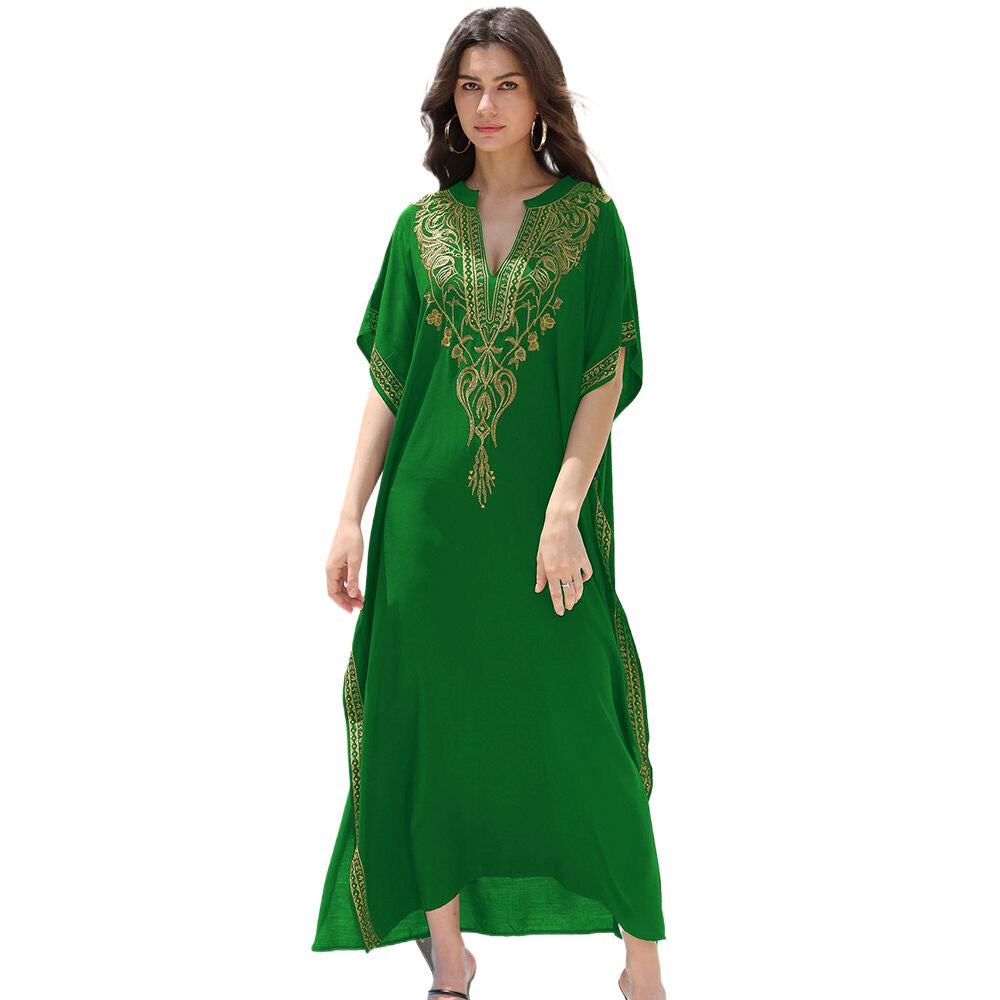 Ladies Maxi Dress with elaborate embroidery and airy silhouette Ivyshape