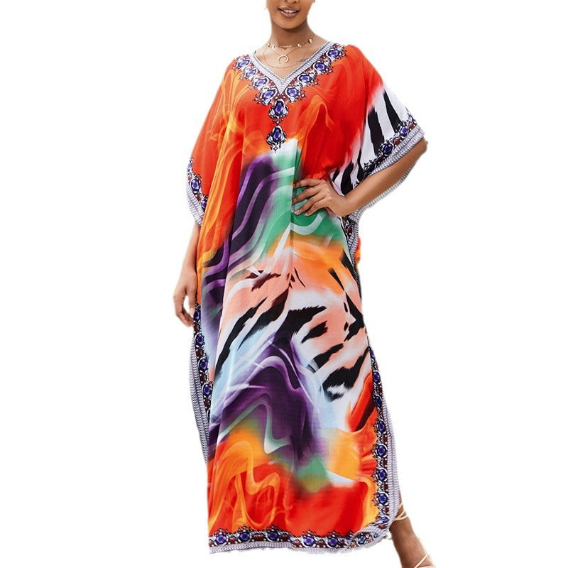 Women's Elegant Beach Robe with Artistic Gradient and Shimmering Accents Ivyshape