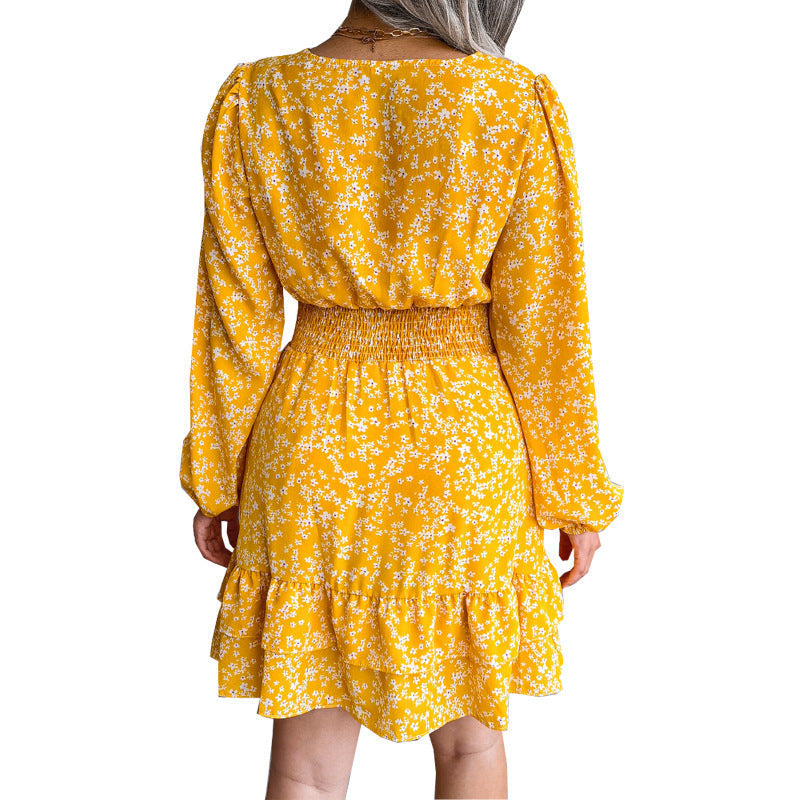 Women's Short Casual Dress with Ruffle Details and Smock Look Ivyshape