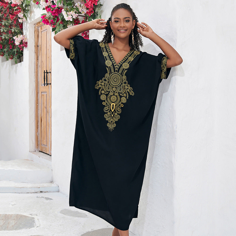 Women's maxi dress with luxurious, elaborate embroidery Ivyshape