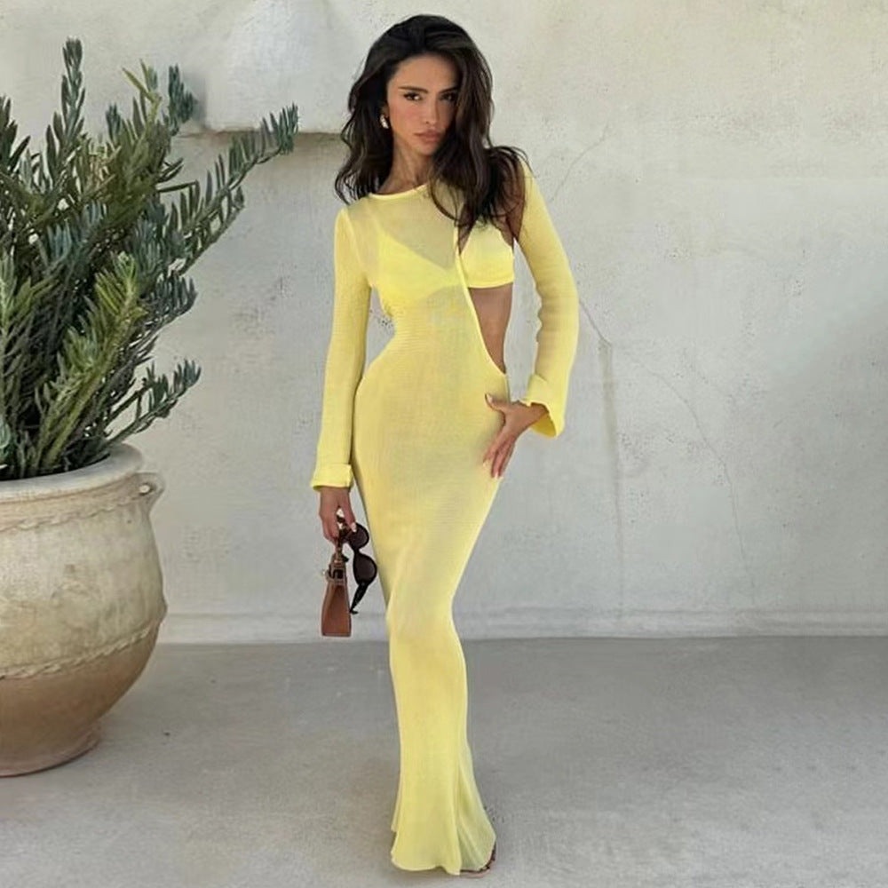 Women's maxi dress with side cut-out and elegant silhouette Ivyshape