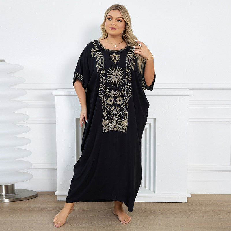 Ladies airy kaftan with elaborate embroidery design Ivyshape