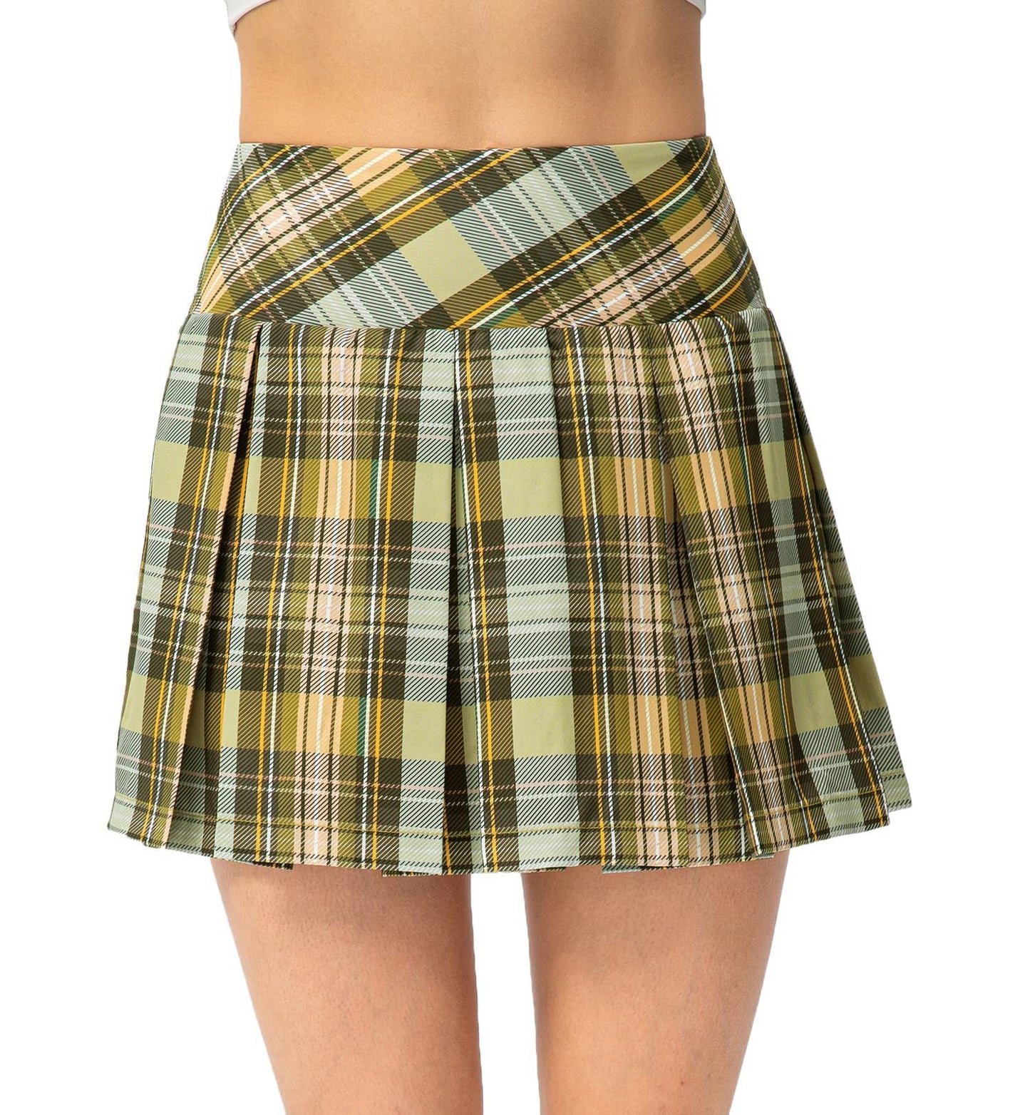 Women Pleated Skirt Checkered Mini Skirt Ivyshape
