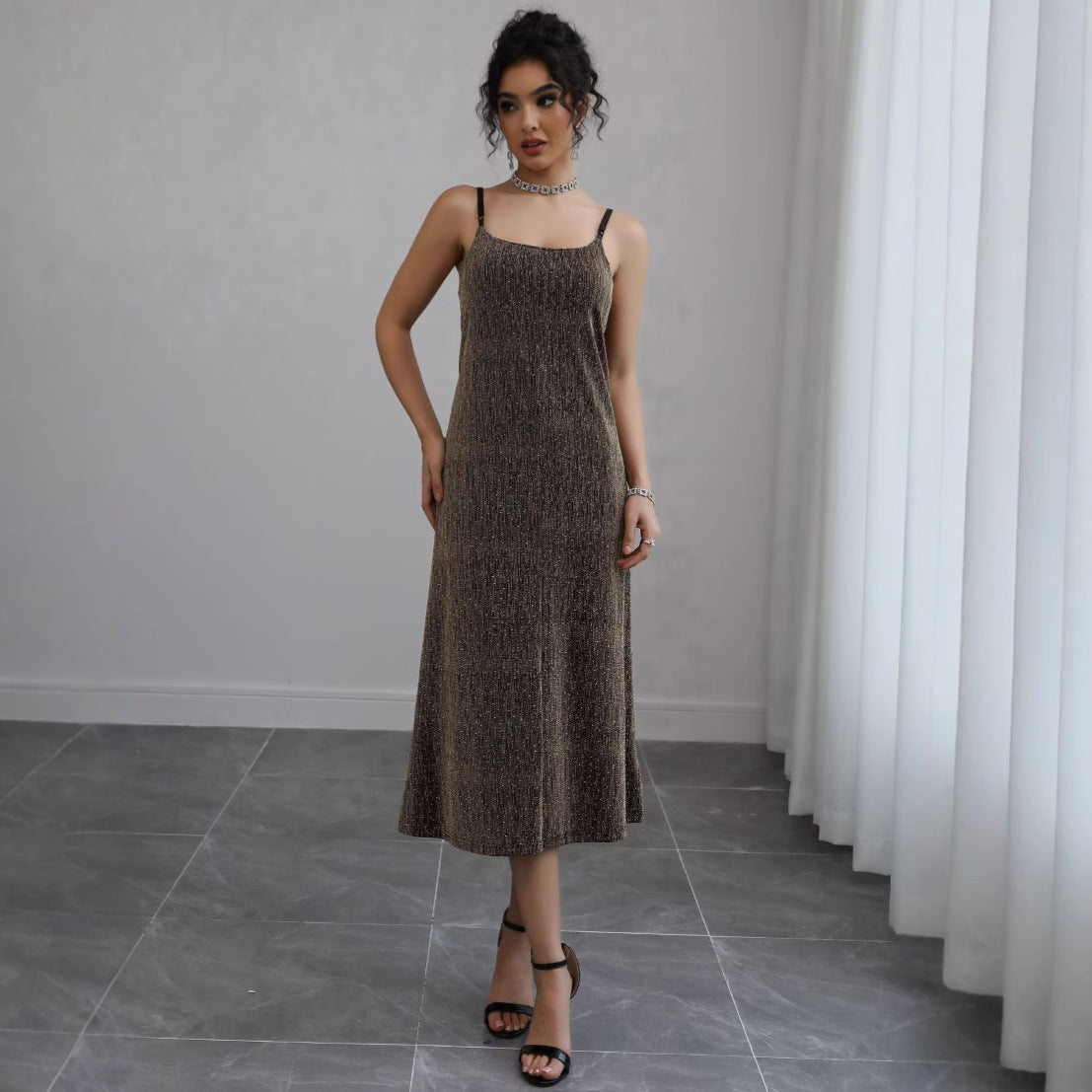 Women's Elegant Knit Midi Dress Ivyshape