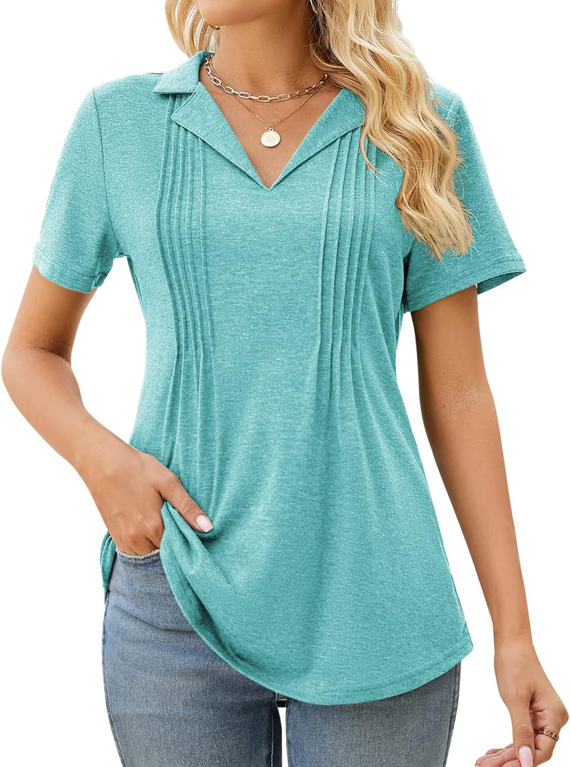 Women Pleated Detail Casual Tunic Ivyshape