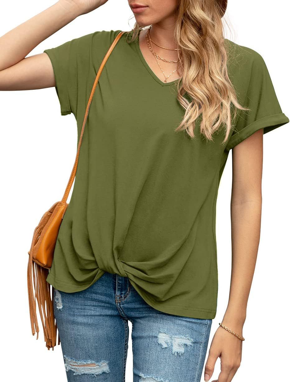 Women's Knot V-Neck Casual Top Ivyshape