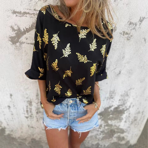 Ladies Light Blouse with Sequin Accents Ivyshape