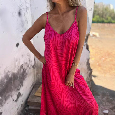 Women's sleeveless maxi dress with animal print Ivyshape