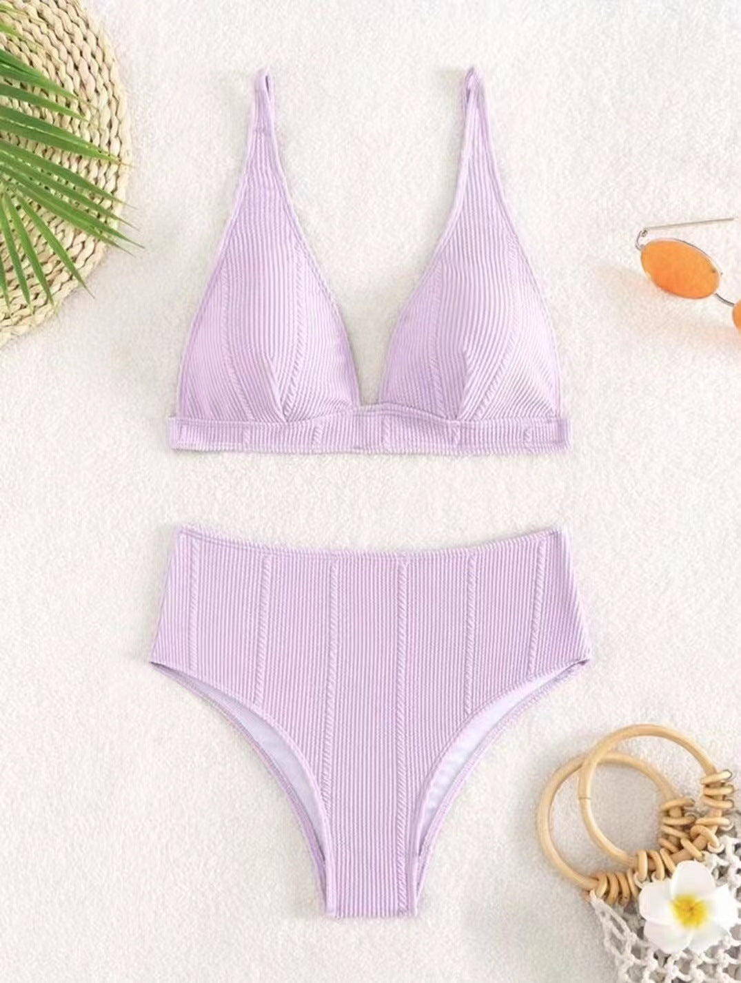 Women's triangle bikini with high-cut briefs and textured design Ivyshape
