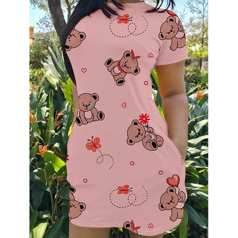 Ladies' mini dress with sophisticated bear motif and pockets Ivyshape
