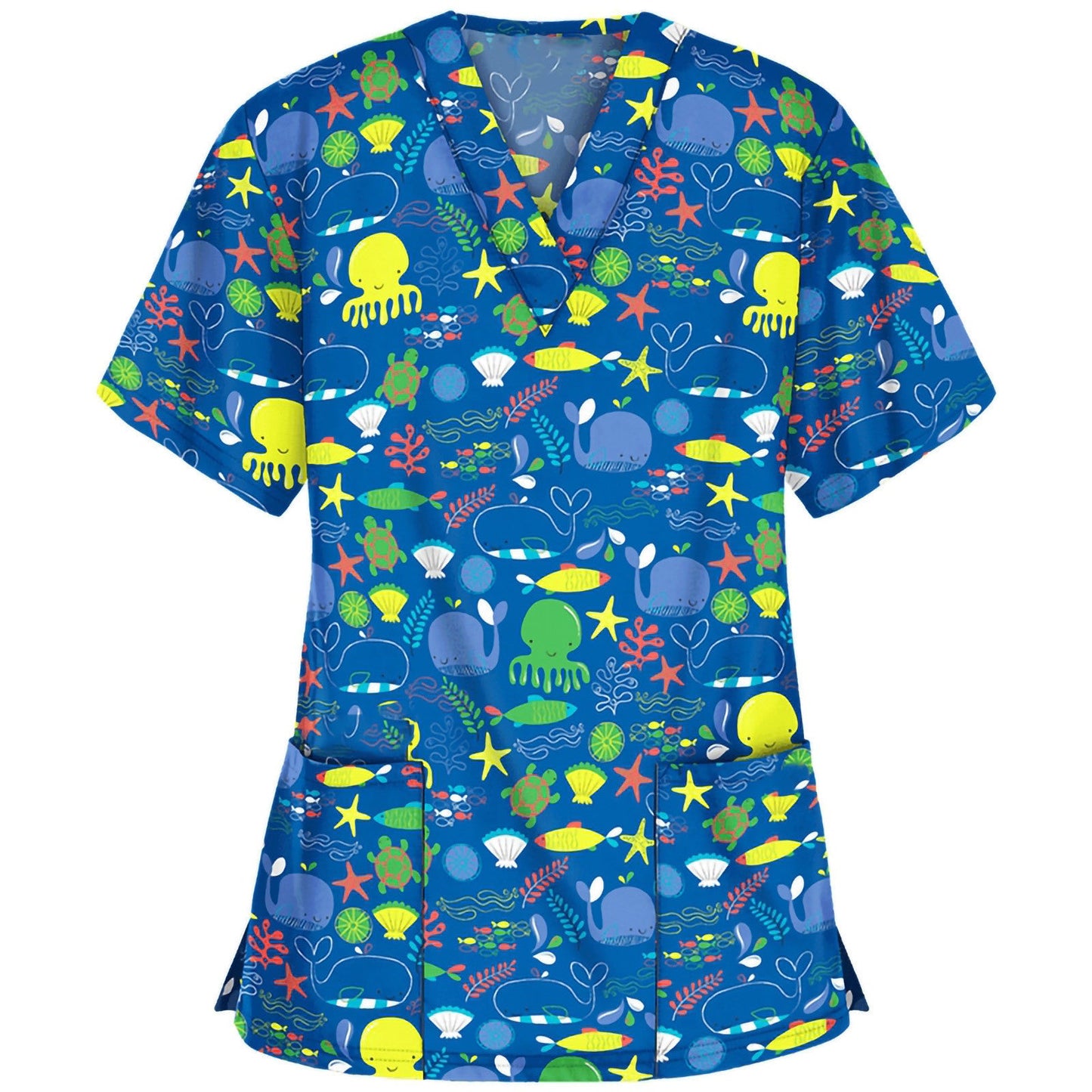Women Flower Pattern Scrub Top Ivyshape