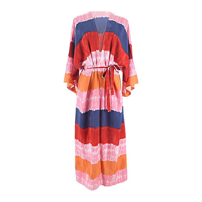 Women's Casual Beach Kimono with Artistic Batik Design Ivyshape