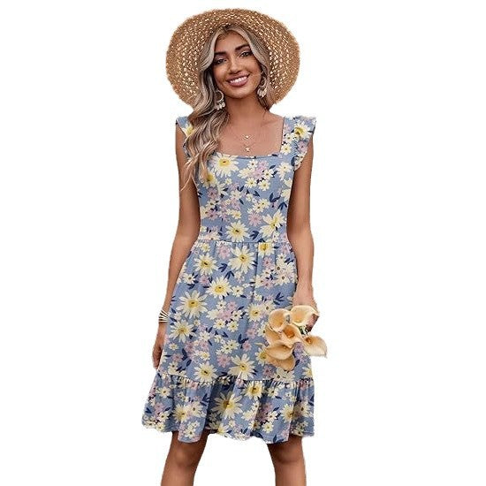 Women Floral Tiered Midi Dress Ivyshape
