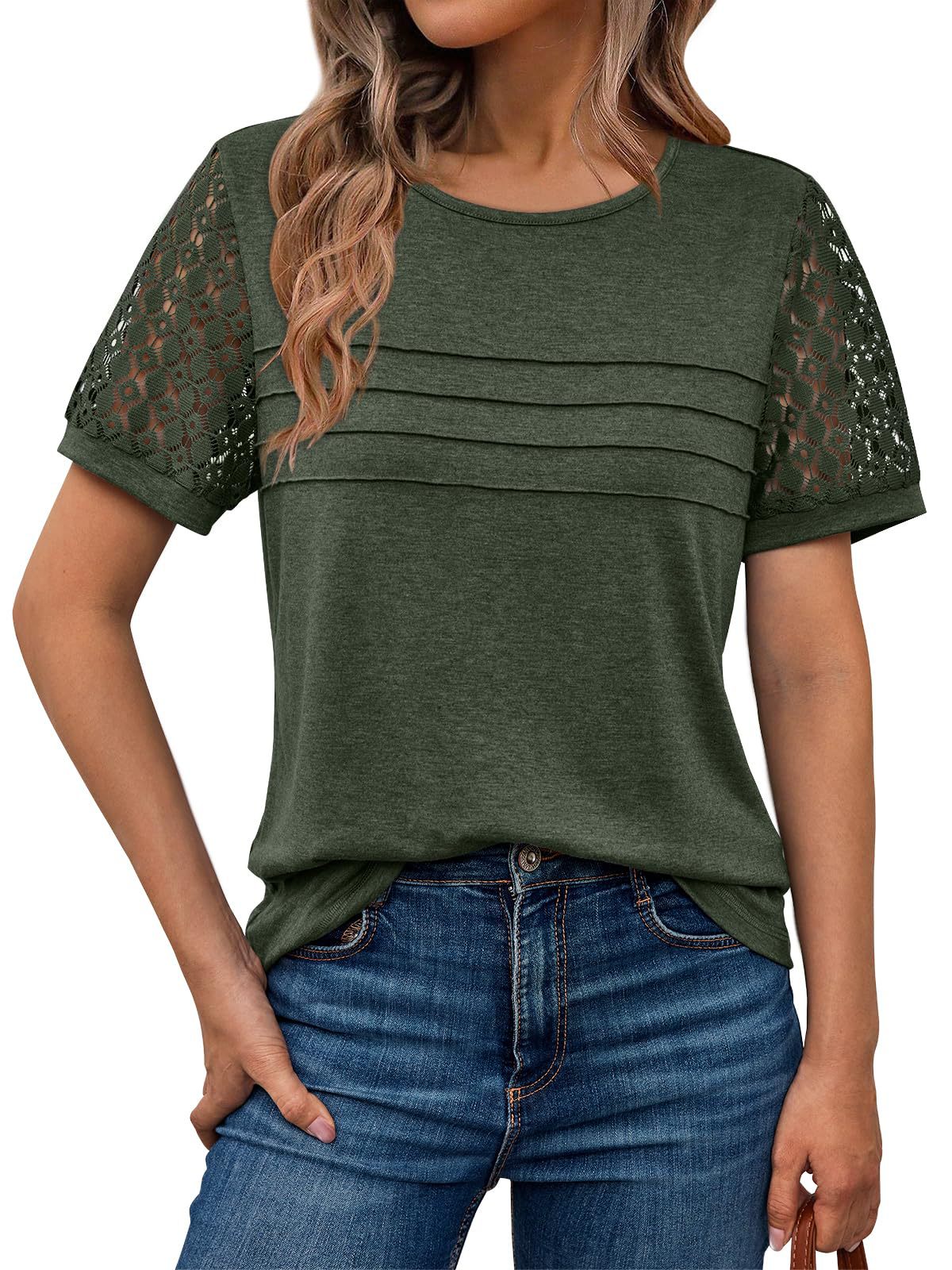 Ladies T-shirt with lace and short sleeves Ivyshape