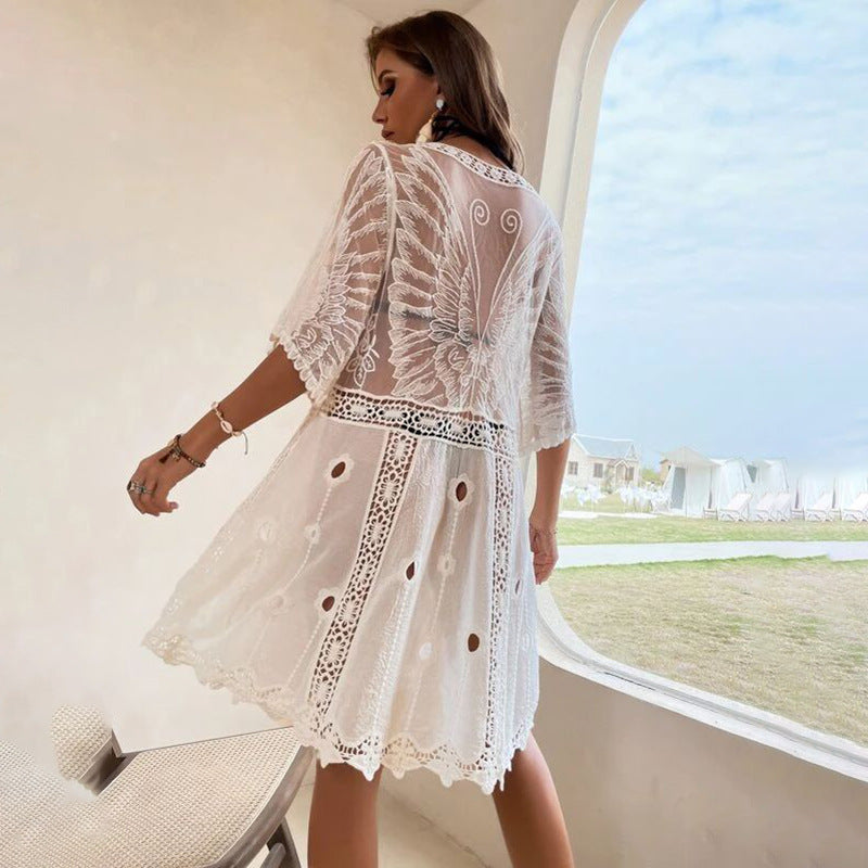 Women's beach dress with artistic crochet pattern and airy fit Ivyshape