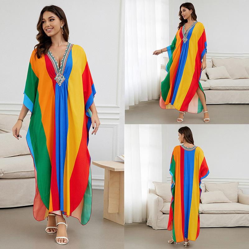 Women's beach kaftan with striking geometric design Ivyshape