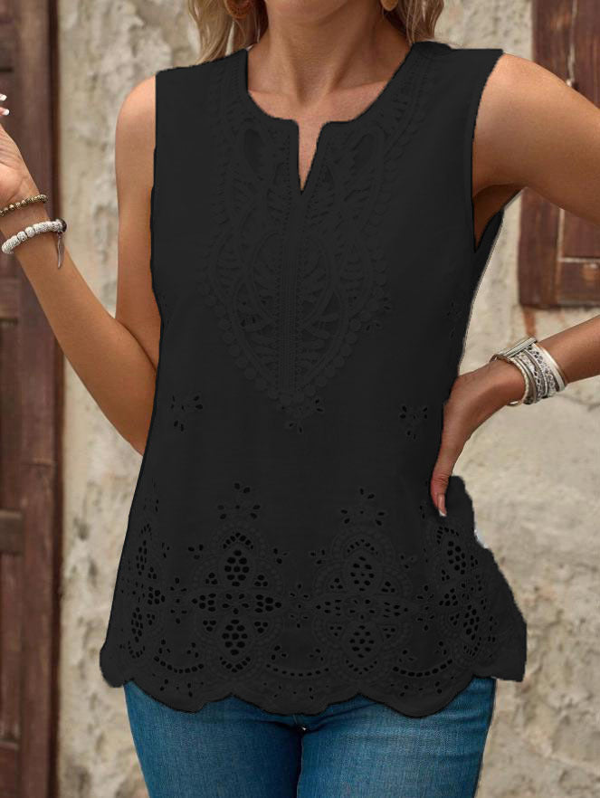 Women's sleeveless top with intricate lace embroidery Ivyshape