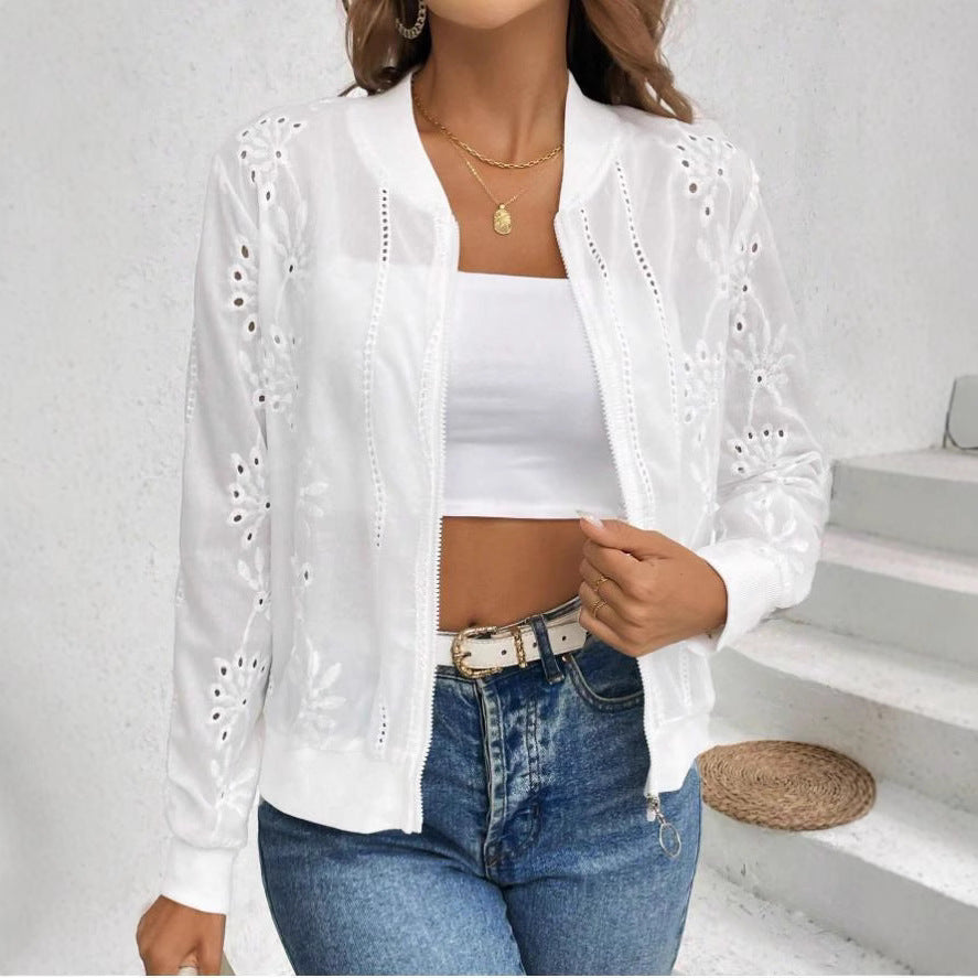 Ladies Embroidered Bomber Jacket Ivyshape