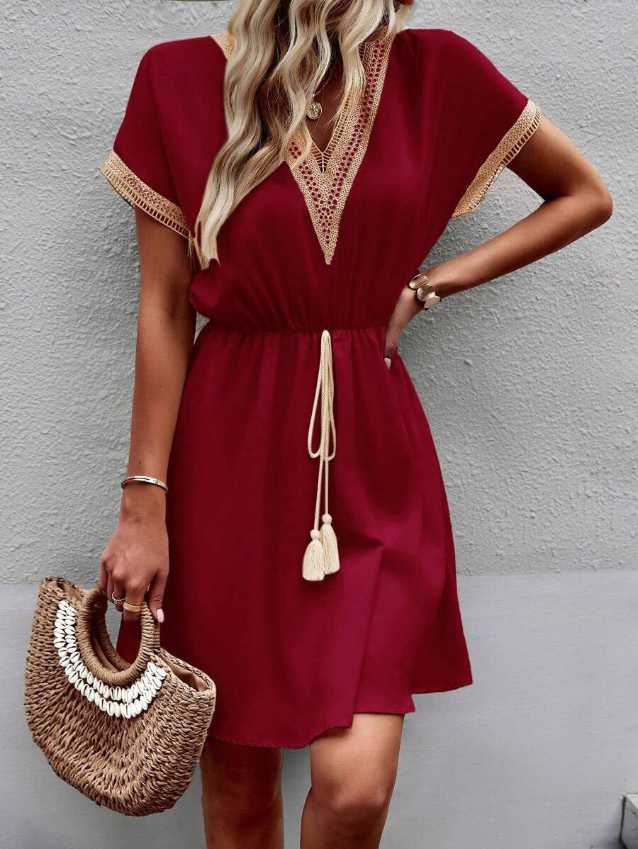 Women's summer dress with crochet trim Ivyshape