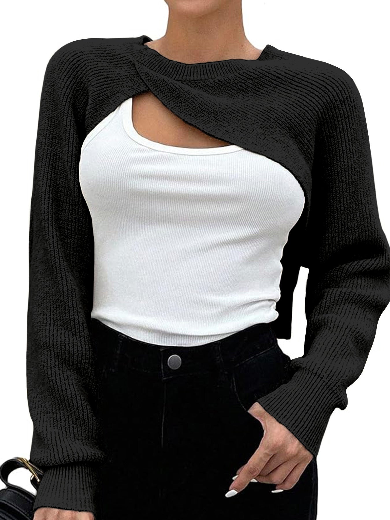 Ladies Fashionable Knit Sweater Ivyshape