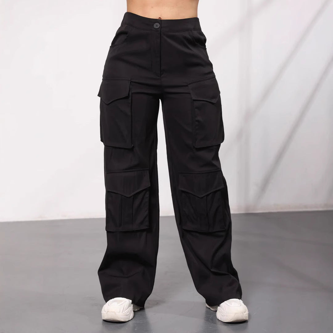 Ladies Stylish Wide Cargo Pants Ivyshape