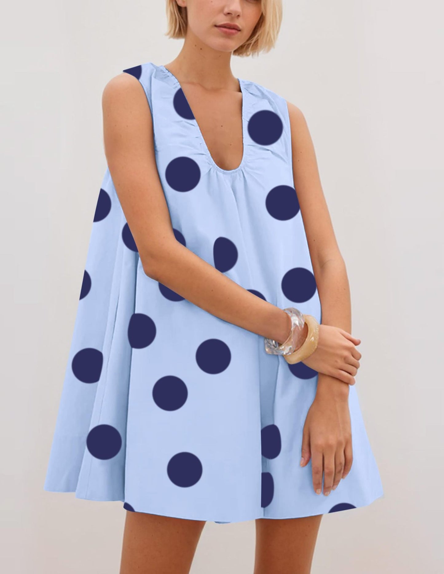 Ladies Polka Dot A-Line Dress Ivyshape