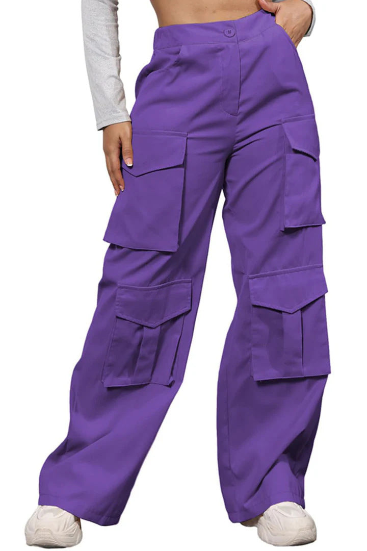 Ladies Stylish Wide Cargo Pants Ivyshape