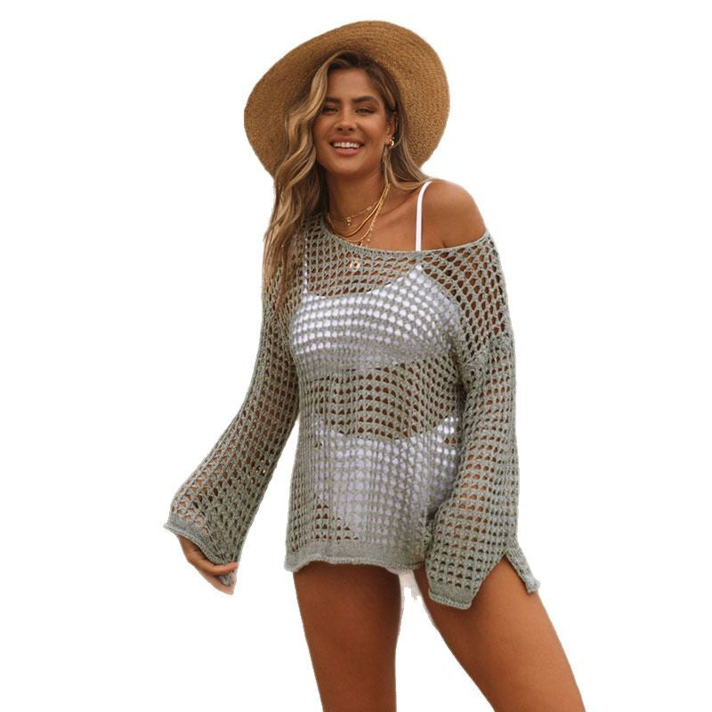 Women's Airy Crochet Beach Pullover Ivyshape